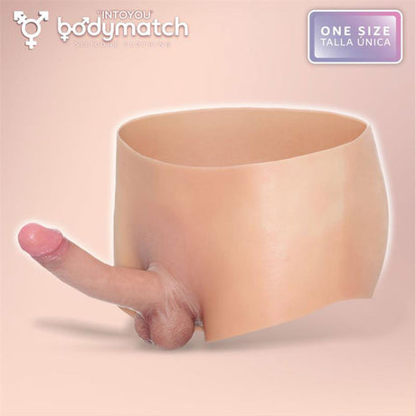 BODYMATCH - Blayke - Boxershort met ingebouwde penis van 18 cm - Siliconen - One Size - Huidskleur