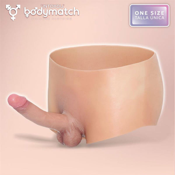 BODYMATCH - Blayke - Boxershort met ingebouwde penis van 18 cm - Siliconen - One Size - Huidskleur
