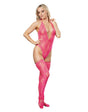 Amorable by Rimba - Bodystocking met kousen - One Size - Roze