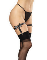 Amorable by Rimba - Jarretelset - One Size - Zwart, Zilver