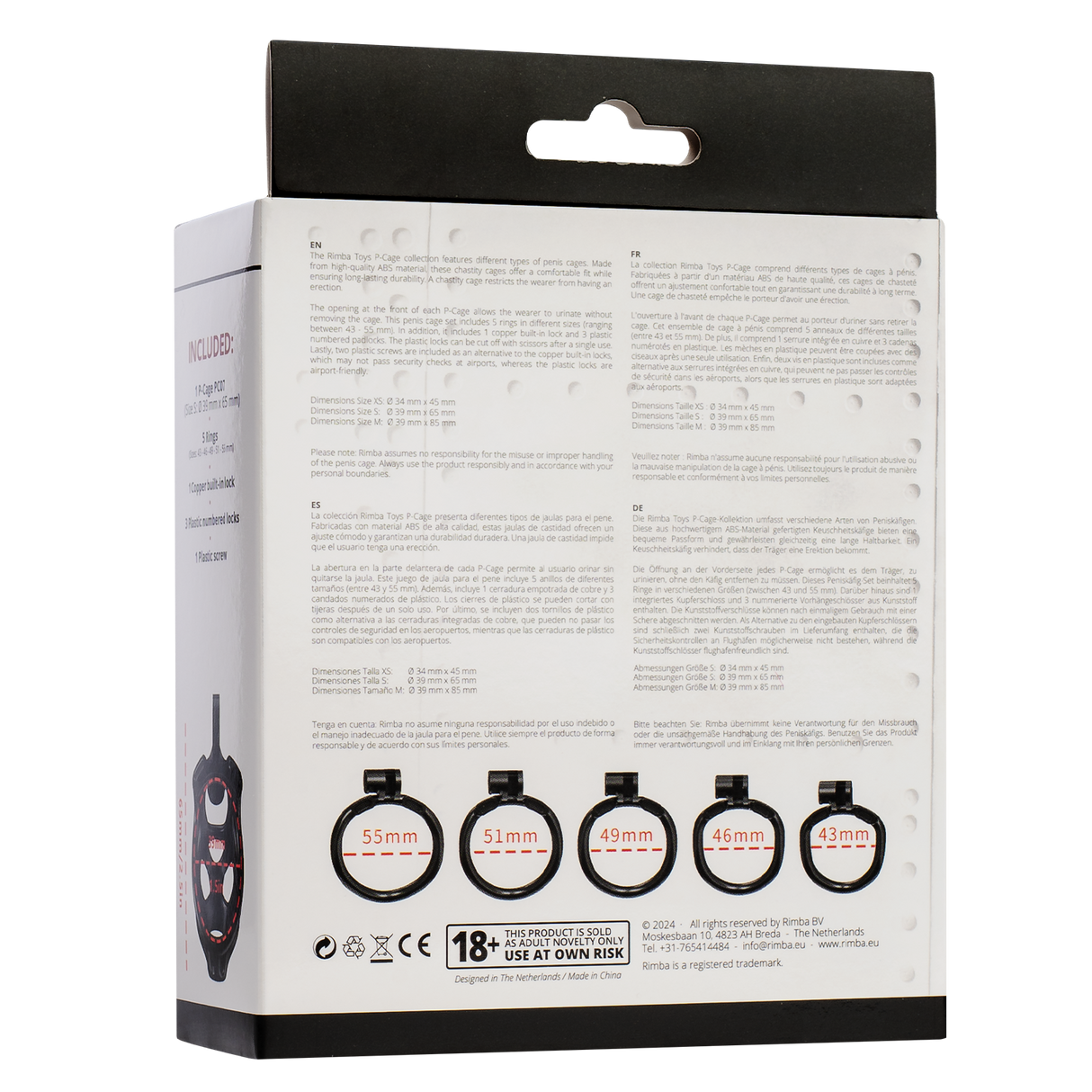 Rimba P-Cage - P-Cage PC07 - Peniskooi Maat S - Zwart