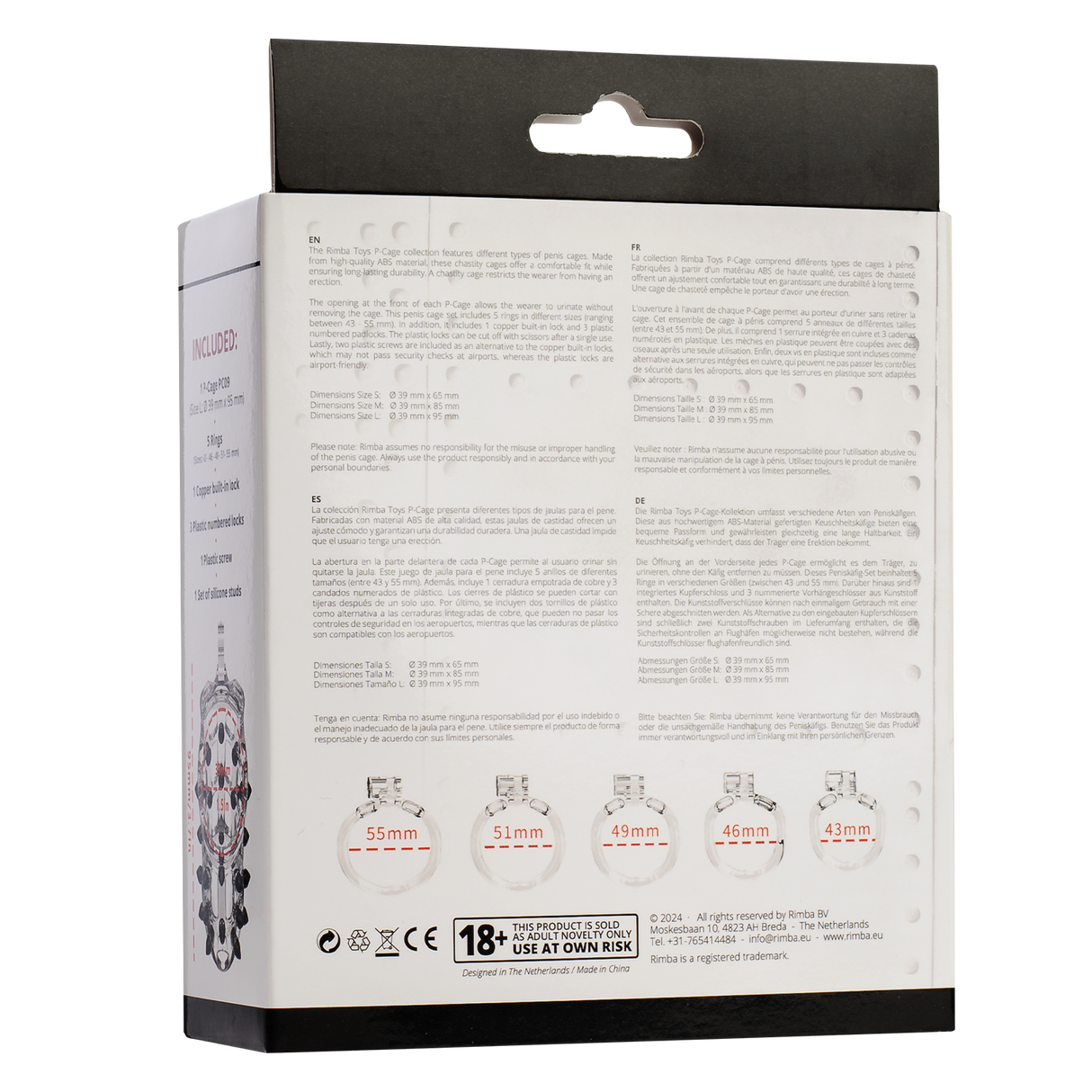 Rimba P-Cage - P-Cage PC09 - Peniskooi Maat L - Transparant