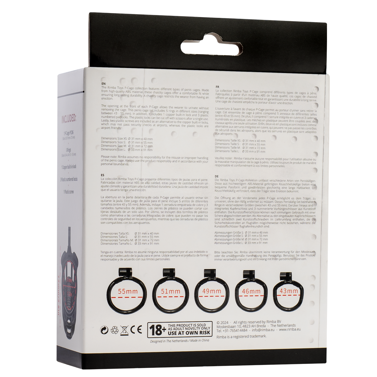 Rimba P-Cage - P-Cage PC06 - Peniskooi Maat M - Zwart