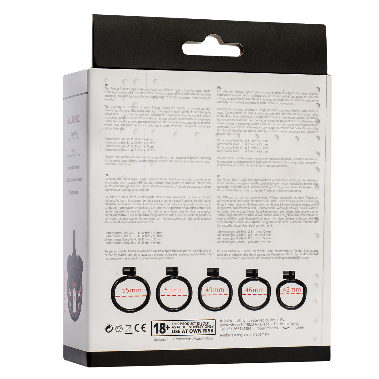 Rimba P-Cage - P-Cage PC06 - Peniskooi Maat XS - Zwart