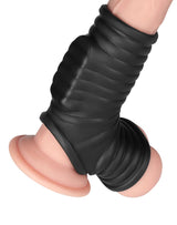 LoveToy - Wave Knights Ring - Vibrerende Penis en Scrotum Sleeve (Ø 2,8 cm) - Zwart