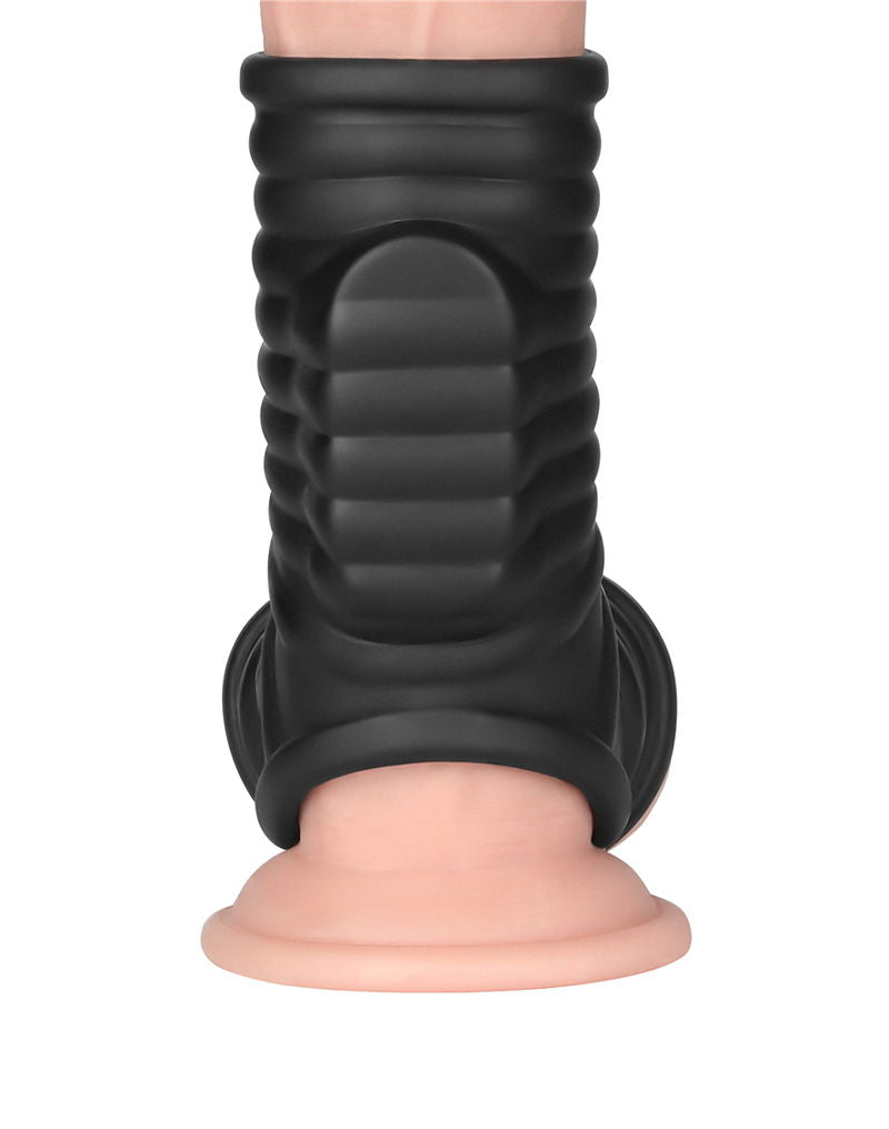 LoveToy - Wave Knights Ring - Vibrerende Penis en Scrotum Sleeve (Ø 2,8 cm) - Zwart