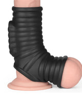 LoveToy - Wave Knights Ring - Vibrerende Penis en Scrotum Sleeve (Ø 2,8 cm) - Zwart