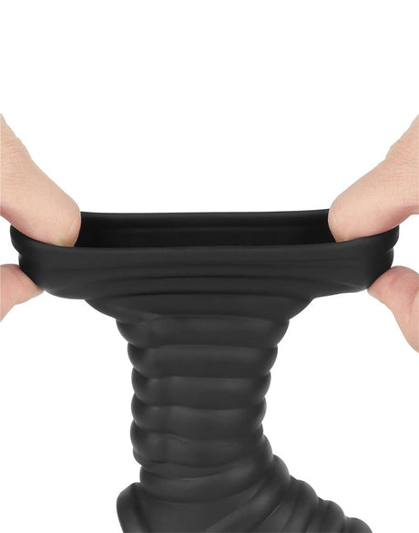 LoveToy - Wave Knights Ring - Vibrerende Penis en Scrotum Sleeve (Ø 2,8 cm) - Zwart