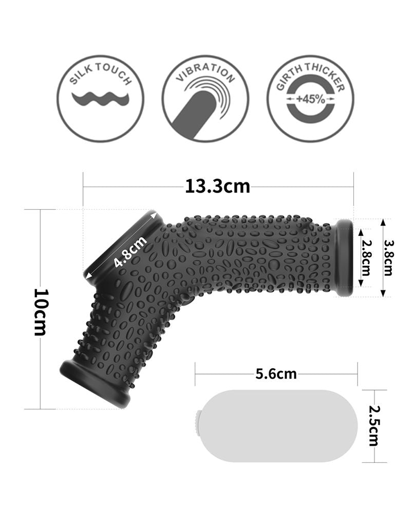 LoveToy - Drip Knights Ring - Vibrerende Penis en Scrotum Sleeve (Ø 2,8 cm) - Zwart