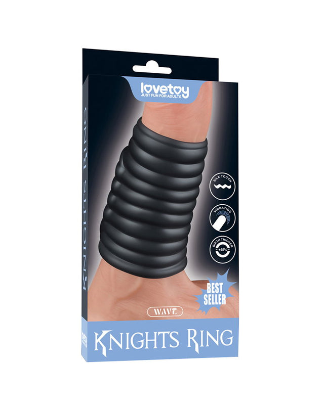 LoveToy - Wave Knights Ring - Vibrerende Penis Sleeve (Ø 3,7 cm) - Zwart