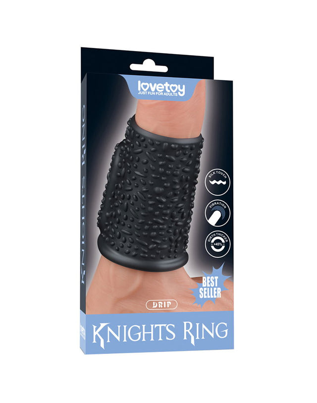 LoveToy - Drip Knights Ring - Vibrerende Penis Sleeve (Ø 3,7 cm) - Zwart