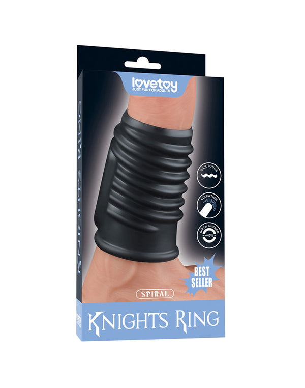 LoveToy - Spiral Knights Ring - Vibrerende Penis Sleeve (Ø 3,7 cm) - Zwart