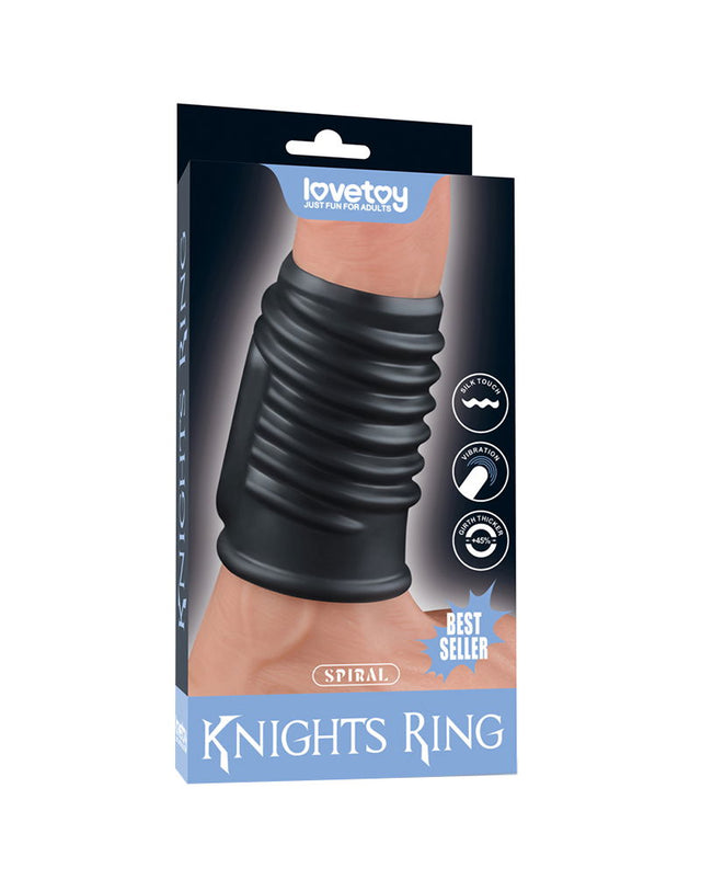 LoveToy - Spiral Knights Ring - Vibrerende Penis Sleeve (Ø 3,7 cm) - Zwart