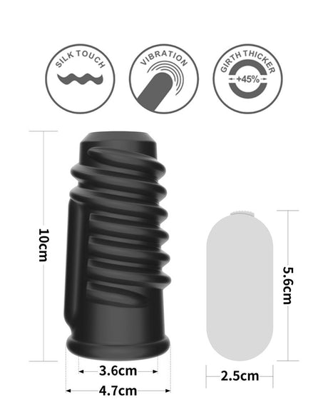 LoveToy - Spiral Knights Ring - Vibrerende Penis Sleeve (Ø 3,7 cm) - Zwart