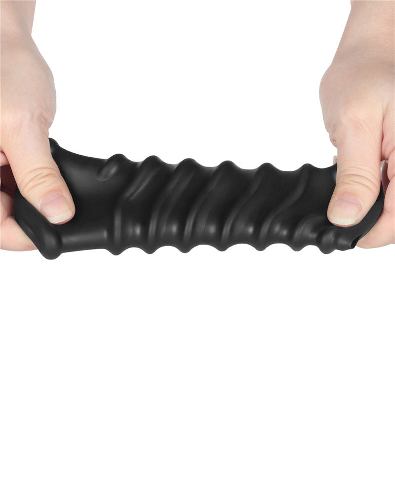 LoveToy - Spiral Knights Ring - Vibrerende Penis Sleeve (Ø 3,7 cm) - Zwart