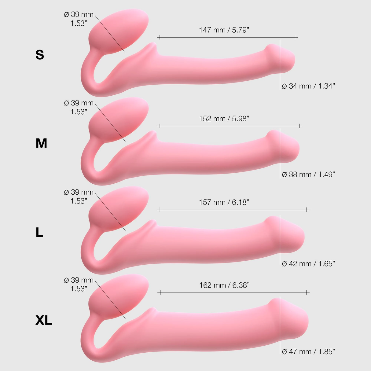 Strap-On-Me - Semi-Realistische Buigbare Strap-On Dildo Maat XL - Roze