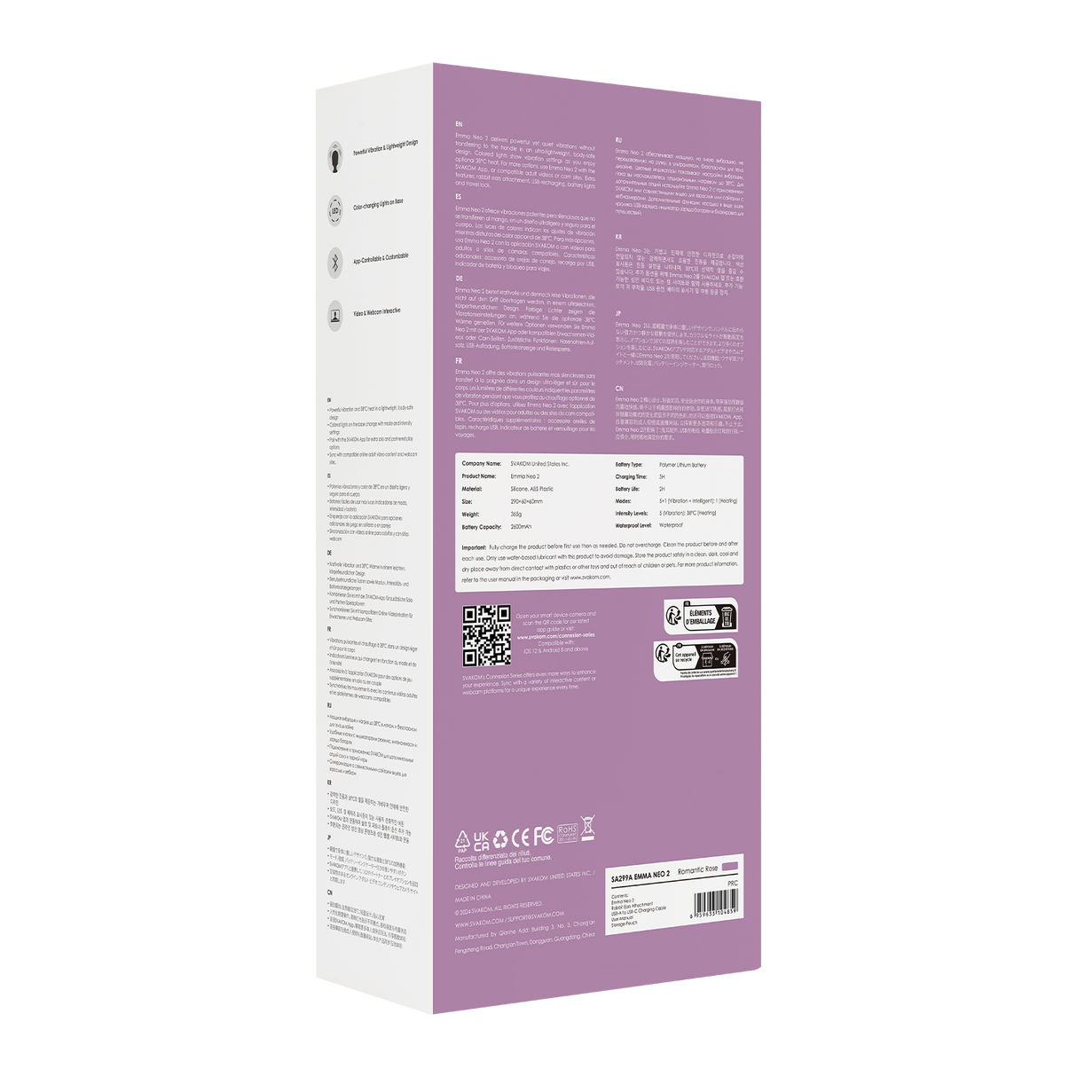 SVAKOM - Emma Neo 2 - Interactieve en krachtige Wandvibrator - Roze