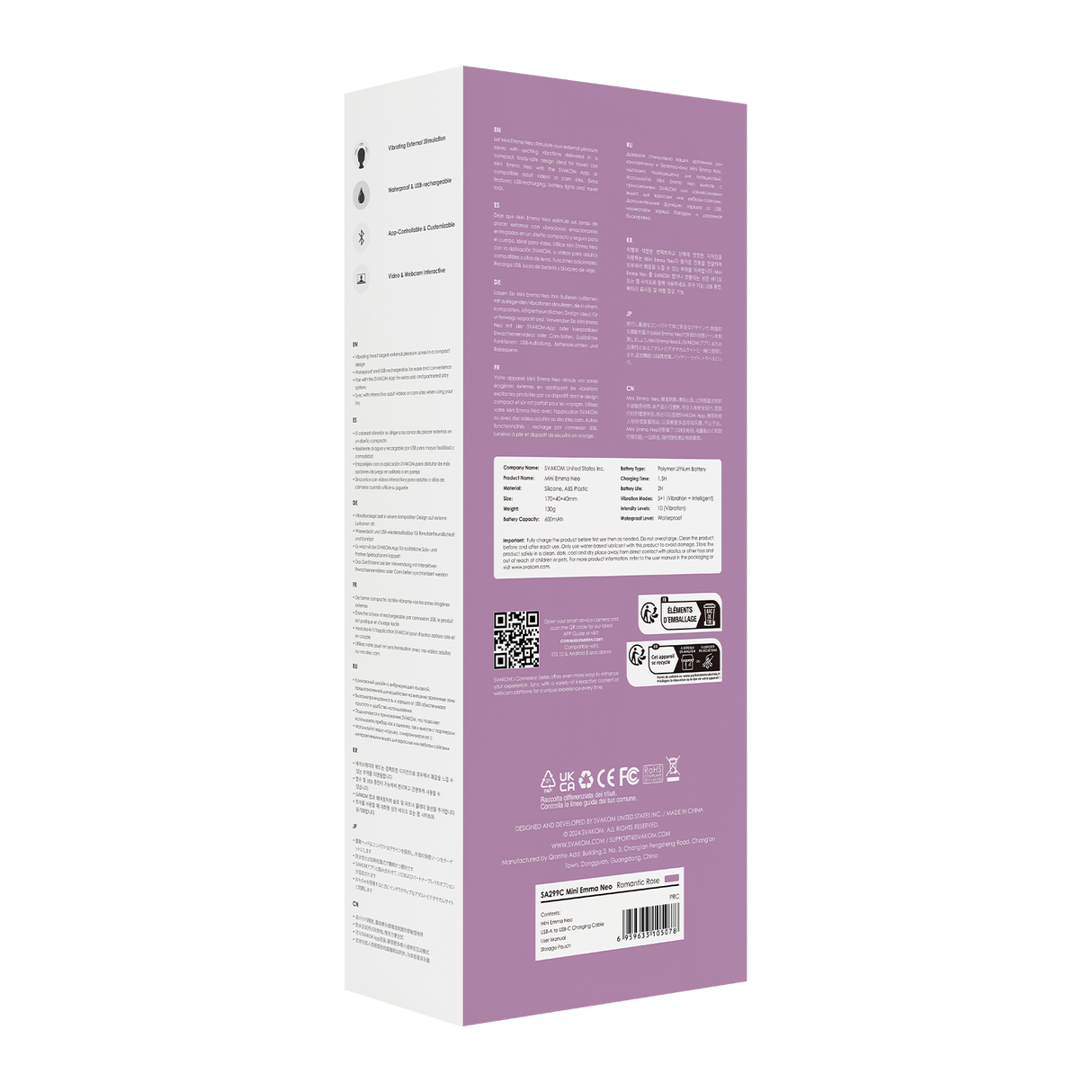 SVAKOM - Mini Emma Neo - Interactieve Compacte Wandvibrator - Roze