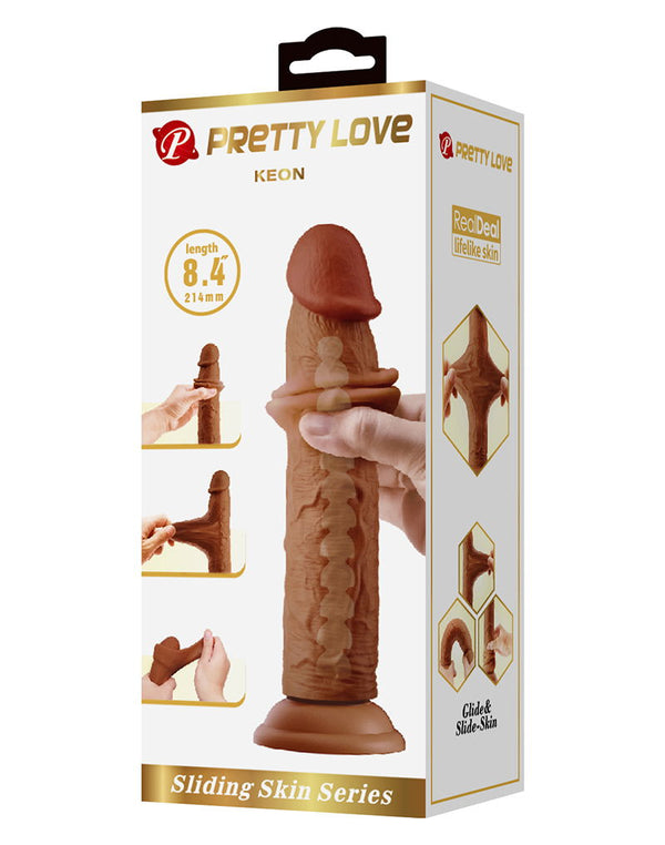 Pretty Love - Keon - Sliding Skin Realistic Dildo 21,4cm - Bruin