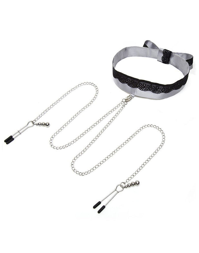 Fifty Shades of Grey - Satijnen & Kanten Halsband & Tepelklemmen