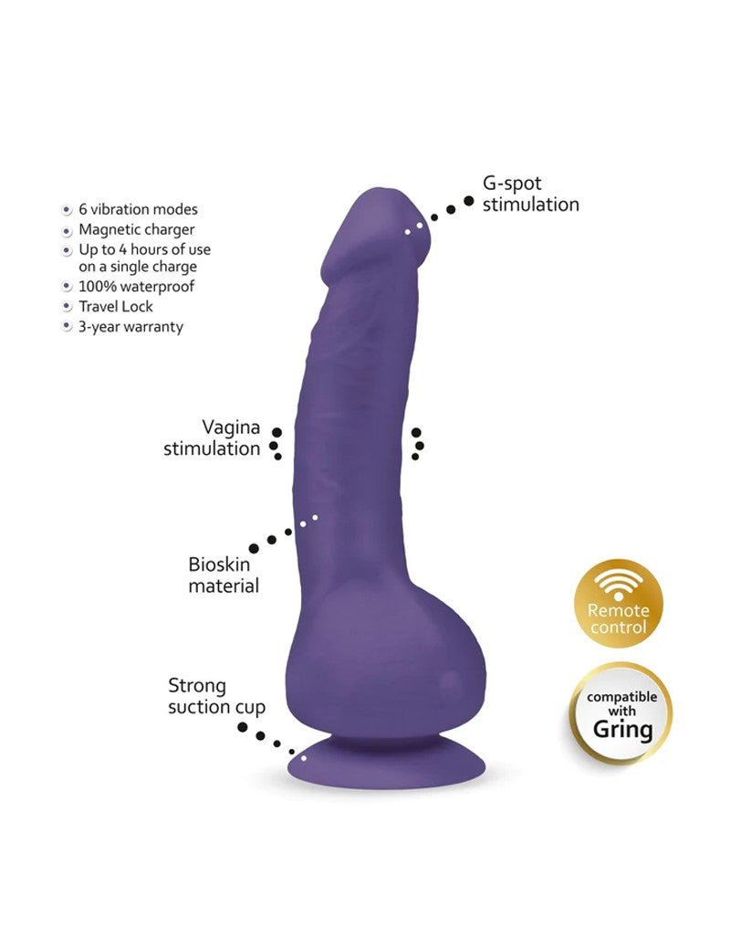 Gvibe - GReal 2 - Vibrerende Dildo - Paars