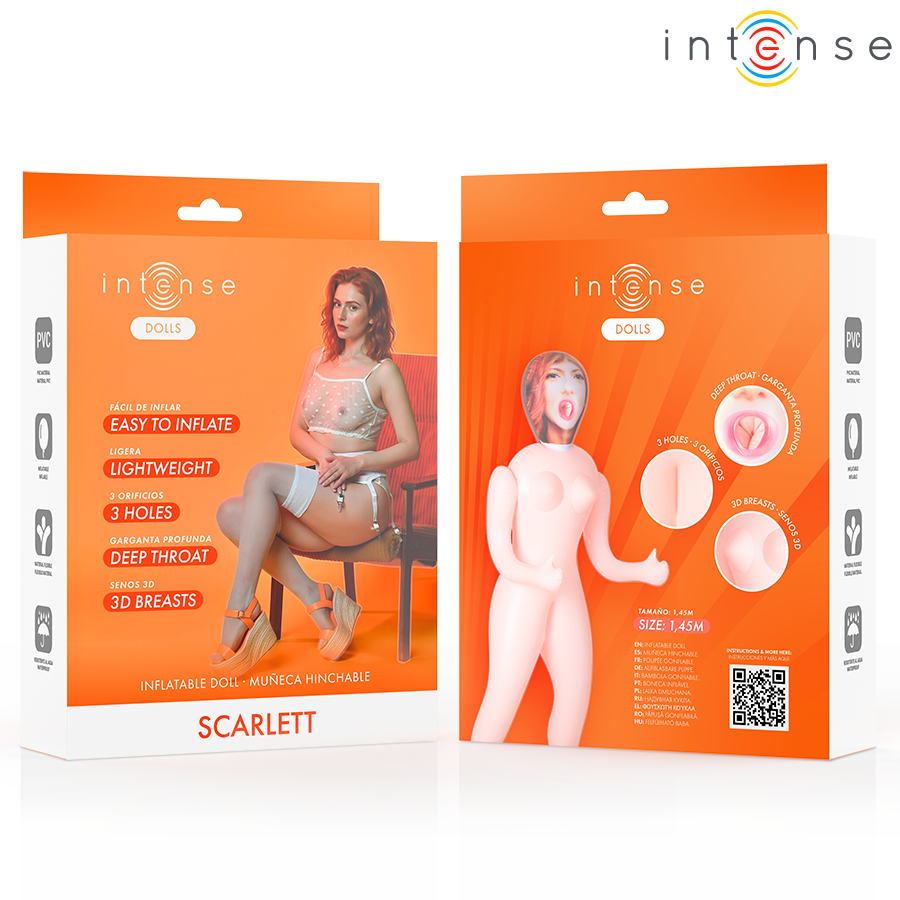 Intense Dolls - Scarlett Opblaaspop met 3 Openingen