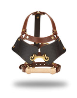 Liebe Seele - Leren Blinders met Mondknevel - Zwart, Bruin & Goud