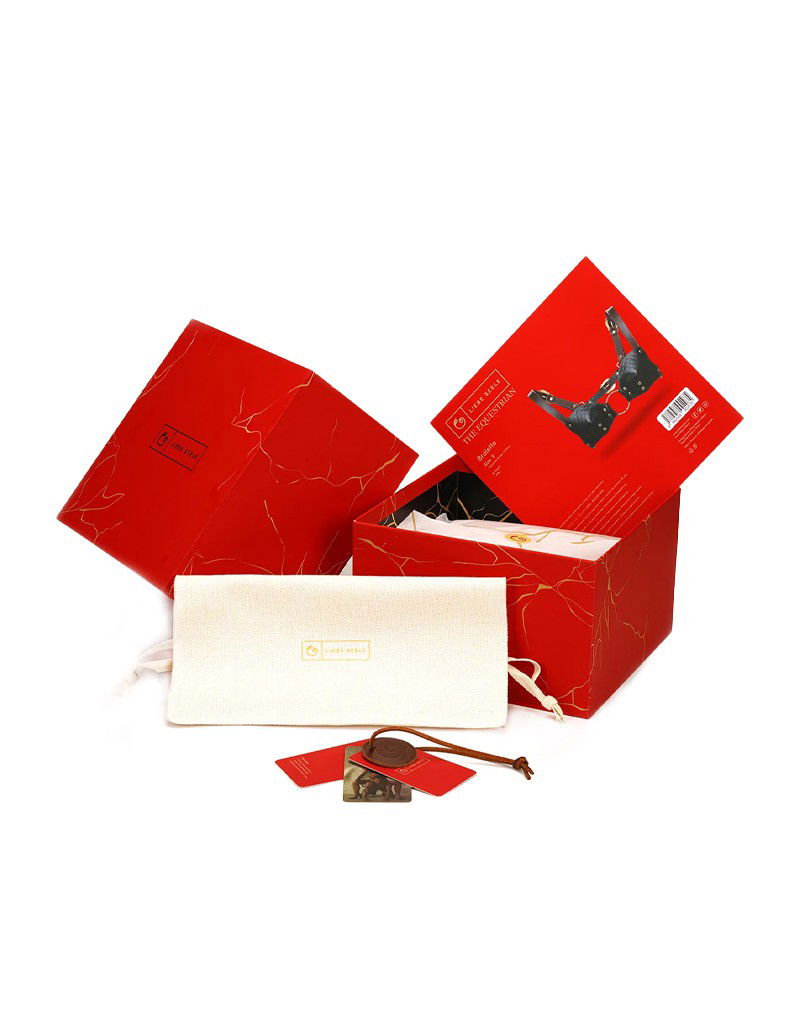 Liebe Seele - Leren Bralette - Zwart, Bruin & Goud