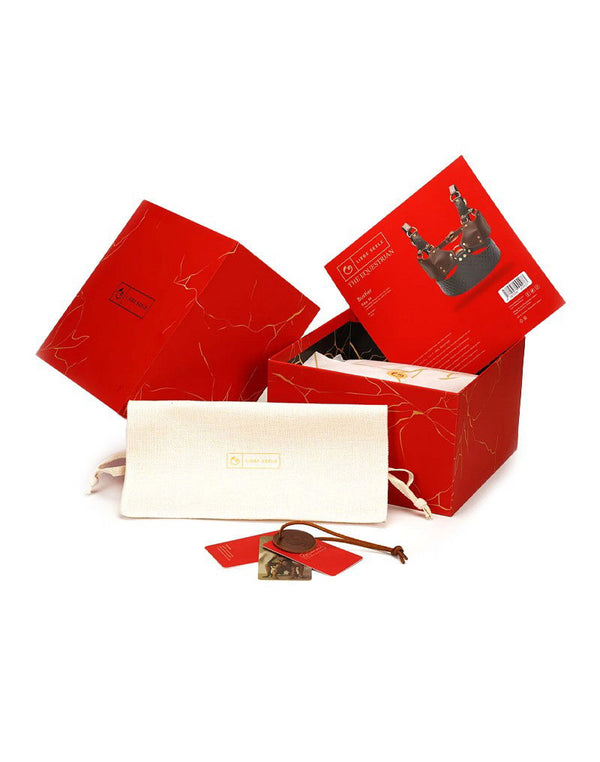 Liebe Seele - Leren Bustier - Zwart, Bruin & Goud