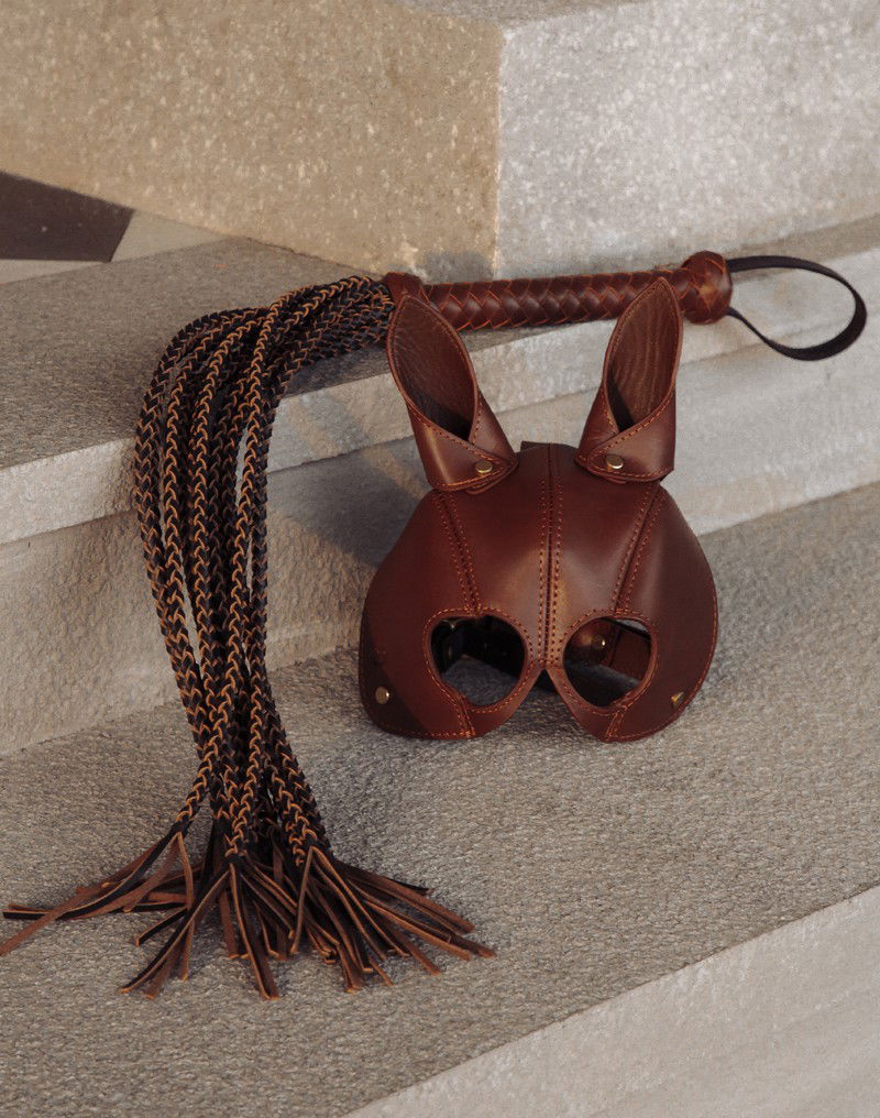 Liebe Seele - Leren Zweep met Strengen - Zwart & Bruin