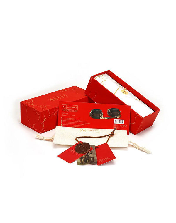 Liebe Seele - Leren Handboeien - Zwart, Bruin & Goud