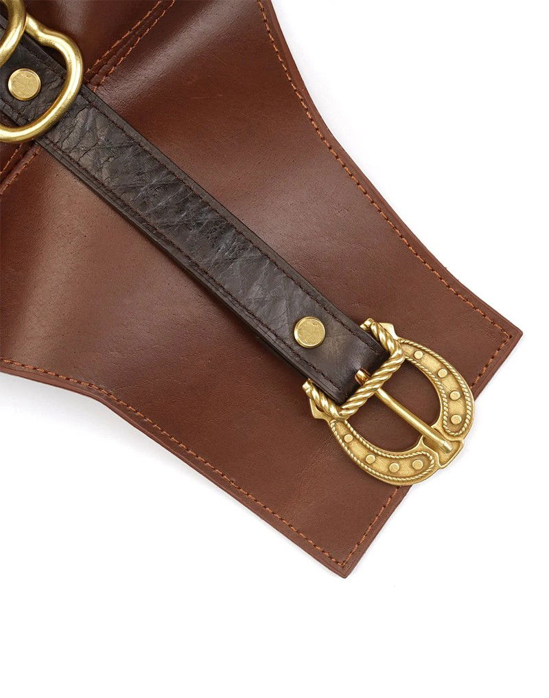 Liebe Seele - Leren Taille Riem met Bretels - Zwart, Bruin & Goud