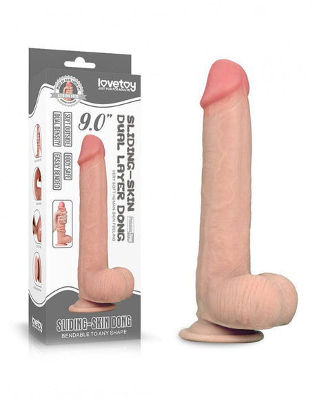LoveToy - Sliding Skin Dildo 9" / 23 cm (Ø 3.5 CM) - Nude