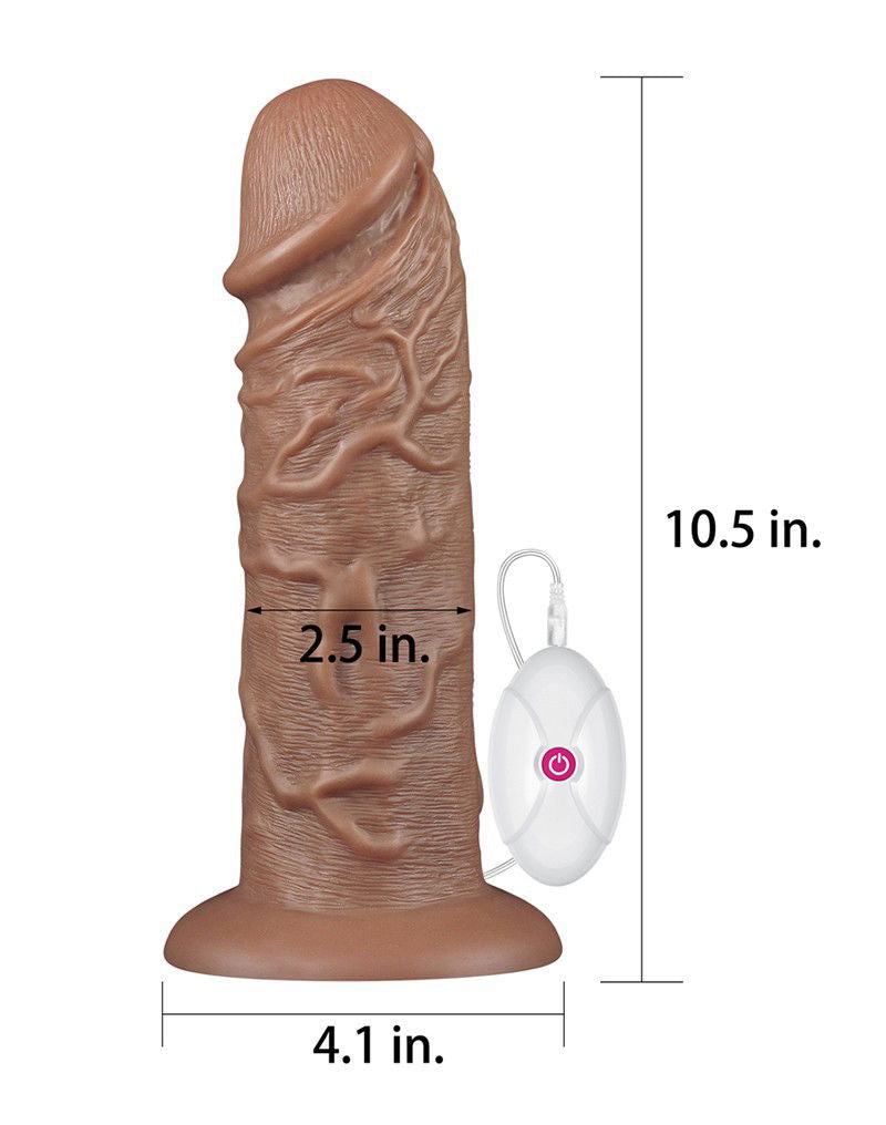 LoveToy - Realistic Chubby Vibrerende Dildo 27 cm - Bruin