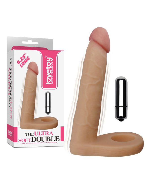 LoveToy - The Ultra Soft Double Vibrerende Dildo 16 cm - Nude