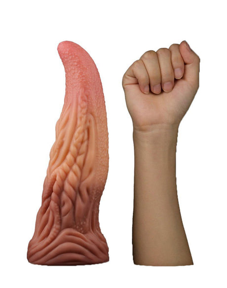 LoveToy - Dildo met Tong 25.4 cm - Nude/Bruin