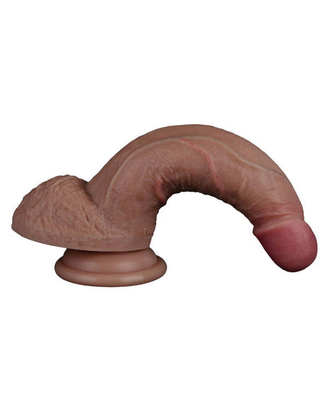 LoveToy - Dubbellaagse siliconen dildo 18,5 cm (Ø 3,7 cm) - Bruin