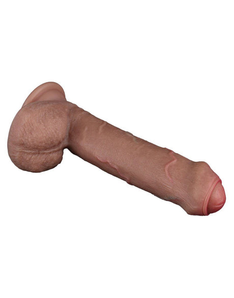 LoveToy - Dubbellaagse siliconen dildo 20,5 cm (Ø 4 cm) - Bruin