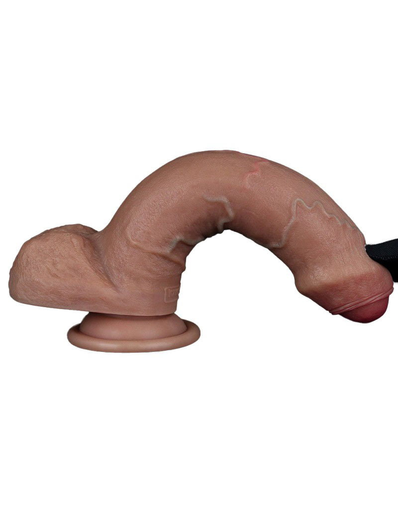 LoveToy - Dubbellaagse siliconen dildo 20,5 cm (Ø 4 cm) - Bruin