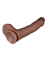 LoveToy - Dubbellaagse siliconen dildo 22 cm (Ø 4,2 cm) - Bruin