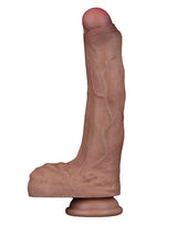 LoveToy - Dubbellaagse siliconen dildo 22 cm (Ø 4,2 cm) - Bruin