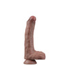 LoveToy - Dubbellaagse siliconen dildo 22 cm (Ø 4,2 cm) - Bruin