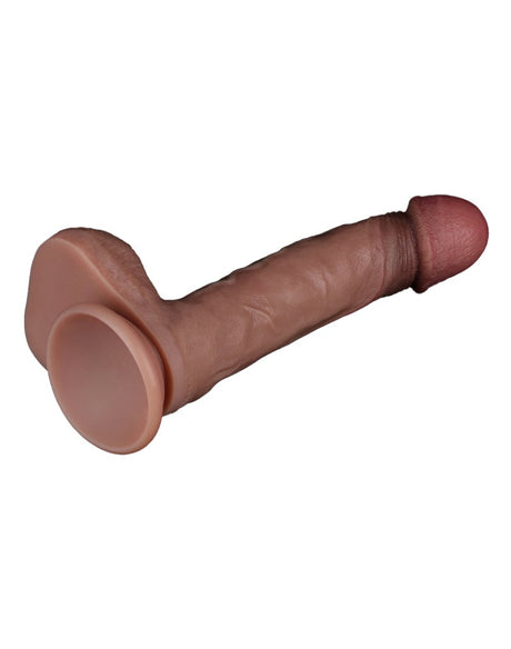 LoveToy - Dubbellaagse siliconen dildo 22,5 cm (Ø 4,2 cm) - Bruin