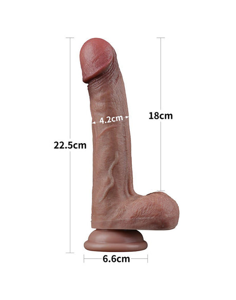 LoveToy - Dubbellaagse siliconen dildo 22,5 cm (Ø 4,2 cm) - Bruin