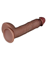 LoveToy - Dubbellaagse siliconen dildo 23,5 cm (Ø 4,3 cm) - Bruin