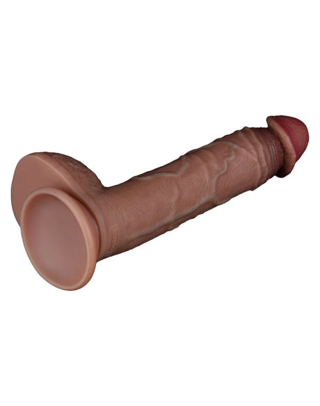 LoveToy - Dubbellaagse siliconen dildo 23,5 cm (Ø 4,3 cm) - Bruin