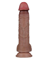 LoveToy - Dubbellaagse siliconen dildo 23,5 cm (Ø 4,3 cm) - Bruin
