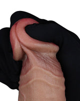 LoveToy - Dubbellaagse siliconen dildo 23,5 cm (Ø 4,3 cm) - Bruin