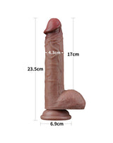 LoveToy - Dubbellaagse siliconen dildo 23,5 cm (Ø 4,3 cm) - Bruin