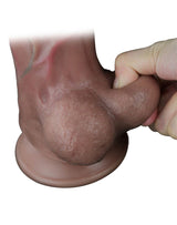 LoveToy - Dubbellaagse siliconen dildo 29.5 cm (Ø 5.5 cm) - Bruin